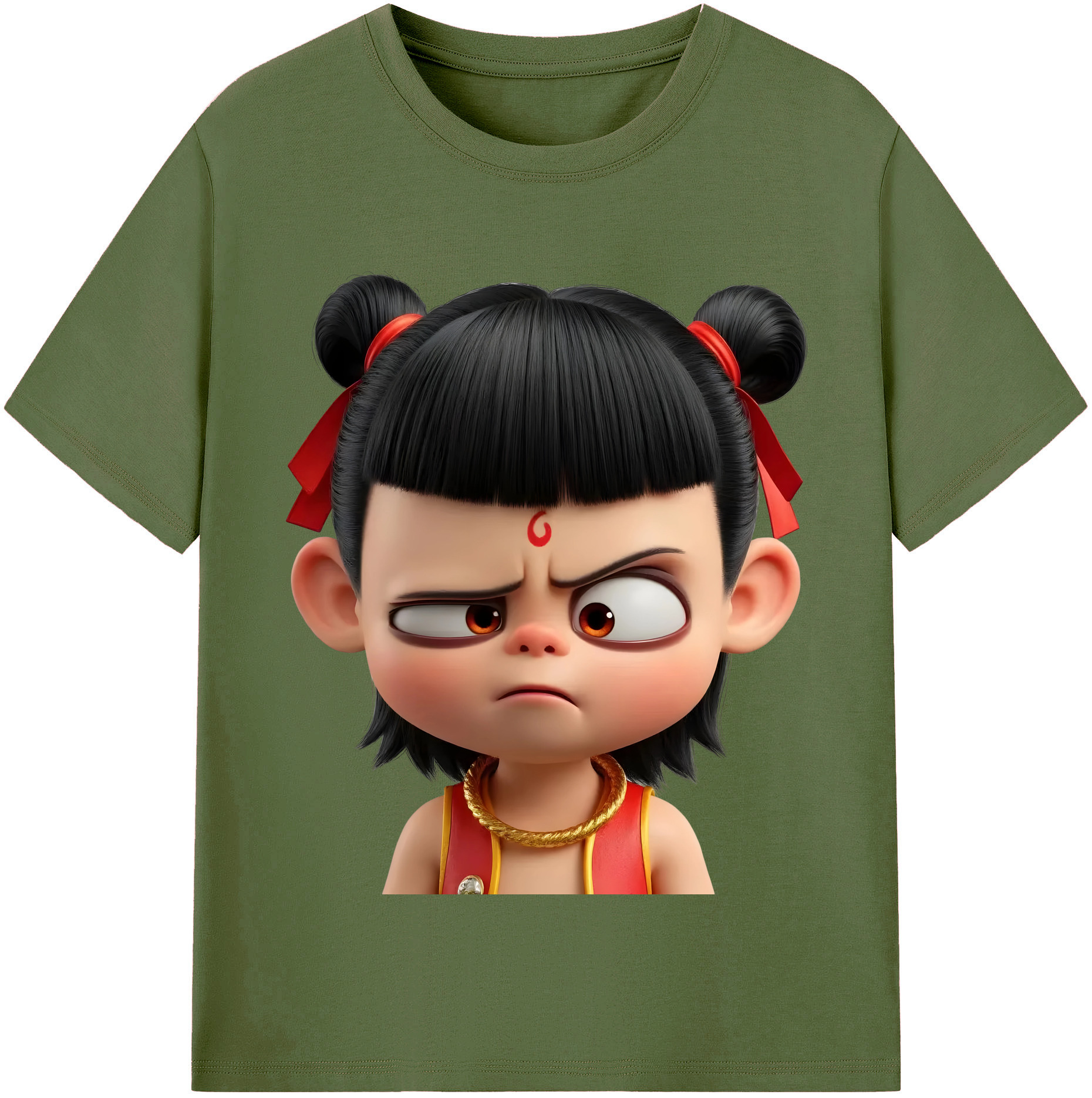 （画像用） Ne Zha 2 ナタ 魔童の大暴れ 綿100％半袖Tシャツ（フロントプリント）